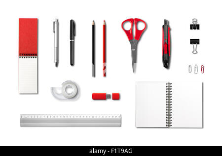 Stationery, office supplies mockup template, isolated on white background Stock Photo