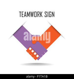 Handshake abstract sign vector design template. Business creative concept. Deal, contract, team, cooperation symbol icon Stock Photo