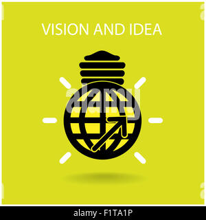 vision and ideas sign,world icon and business logo, light bulb symbol .vector illustration Stock Photo