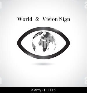 Global vision sign,eye icon,search symbol,business concept. Stock Photo