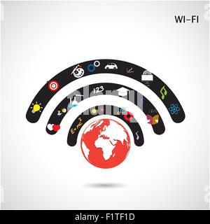 World connections network design,global internet concept,network earth icon. Stock Photo