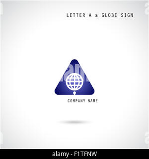 Creative letter A icon abstract  logo design  template with globe symbol. Stock Photo