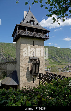 Tower gatehouse and drawbridge on town wall Oberwesel Rhineland-Palatinate Germany Stock Photo