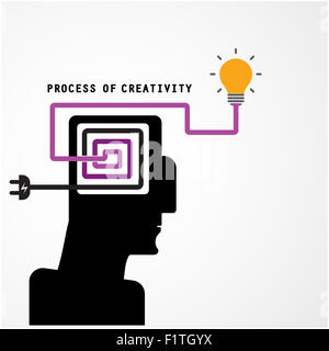 Creative silhouette head symbol and process of creativity concept on background, design for poster flyer cover brochure. Stock Photo