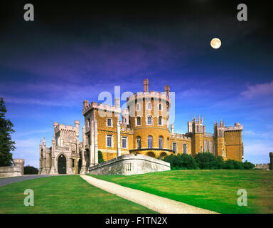 Moon over Belvoir Castle in the Vale of Belvoir,Melton Mowbray, Leicestershire England UK