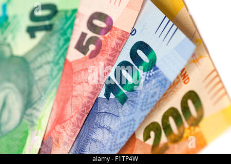A selection of South African bank notes R10 R50 R100 R200 Stock Photo