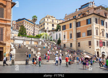 Tourists walking up The Spanish Steps Piazza di spagna Roma Rome lazio Italy EU Europe Stock Photo