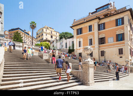 Tourists walking up The Spanish Steps Piazza di spagna Roma Rome lazio Italy EU Europe Stock Photo