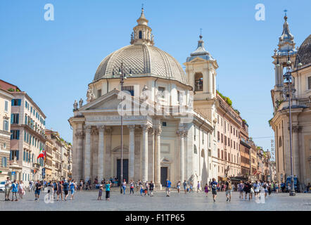 The church of Santa Maria di Montesanto Piazza del Popolo Roma Rome Lazio Italy EU Europe Stock Photo