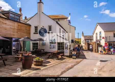 The Cove pub and the village post office at Hope Cove, Devon , England, United Kingdom. Stock Photo