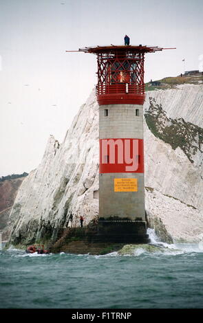 AJAXNETPHOTO. ISLE OF WIGHT, ENGLAND. - NEEDLES LIGHTHOUSE AT THE WESTERN END OF THE ISLAND. PHOTO:JONATHAN EASTLAND/AJAX REF:4305 25 21A Stock Photo