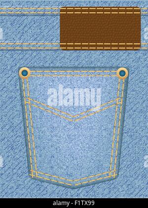 jeans texture with pocket vector illustration Stock Vector