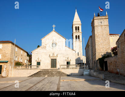 Church in Supetar town on island Brac. Stock Photo