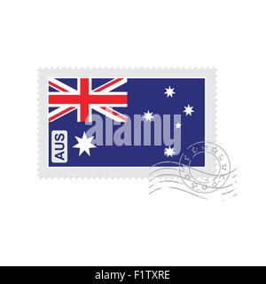 australia flag old postage stamp isolated on white vector illustration Stock Vector