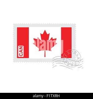 Canada flag old postage stamp isolated on white vector illustration Stock Vector