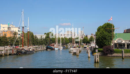 ROTTERDAM, THE NETHERLANDS - AUGUST 9, 2015: View on the city center by the Nieuwe Maas in Rotterdam, South Holland, The Netherl Stock Photo