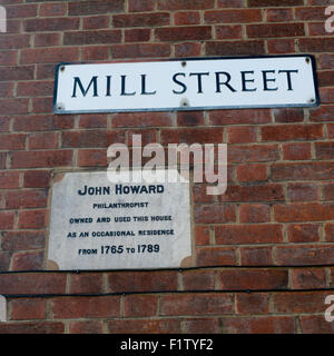 John Howard (1765-1789) philanthropist and prison reformer plaque of residence on Mill Street, Bedford, Bedfordshire, England Stock Photo