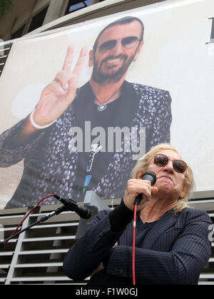 Birthday fan gathering for Ringo Starr's 75th and to call for peace throughout the world  Featuring: Joe Walsh Where: Hollywood, California, United States When: 07 Jul 2015 Stock Photo