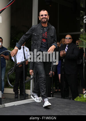 Birthday fan gathering for Ringo Starr's 75th and to call for peace throughout the world  Featuring: Ringo Starr Where: Hollywood, California, United States When: 07 Jul 2015 Stock Photo