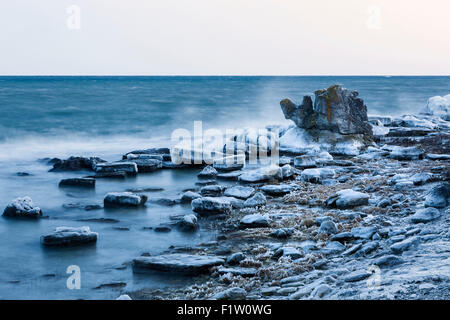 snow at the coast of gotland, sweden Stock Photo