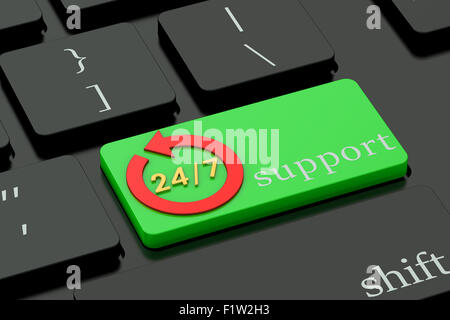 24/7 concept on green keyboard button Stock Photo