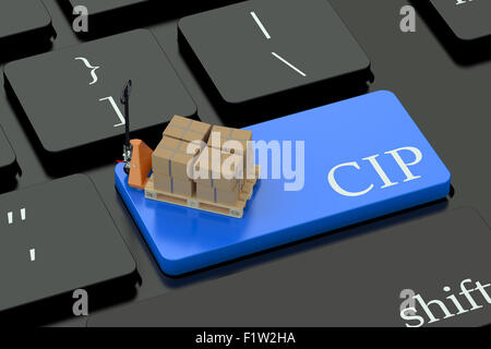 CIP deliwery terms concept on blue keyboard button Stock Photo