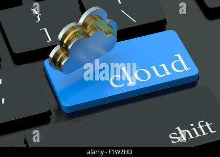 Cloud concept on blue keyboard button Stock Photo