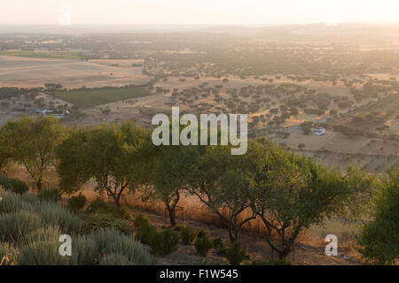 The Alentejo landscape as seen from the village of Monsaraz. Monsaraz, Portugal. July 13, 2015. Stock Photo