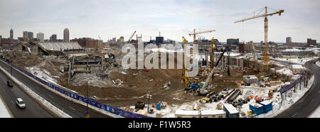 Panoramic view of the construction site for the new Minnesota Vikings football sports stadium in Minneapolis, Minnesota Stock Photo