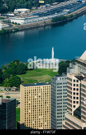 The fountain at Point State Park at Pittsburgh, Pennsylvania's 'point' sits at the intersection of its three rivers. Stock Photo