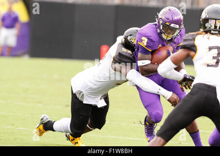 September 05, 2015: East Carolina Pirates running back Anthony Scott (3)  during the NCAA Football game between the Towson Tigers and the East  Carolina Pirates at Dowdy-Ficklen Stadium in Greenville, North Carolina. (