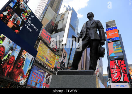 The statue of George M.Cohan the famous American entertainer and composer in Times Square. Midtown Manhattan New York City USA Stock Photo