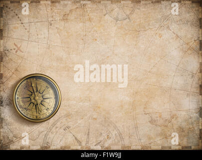 aged treasure map with compass background Stock Photo - Alamy