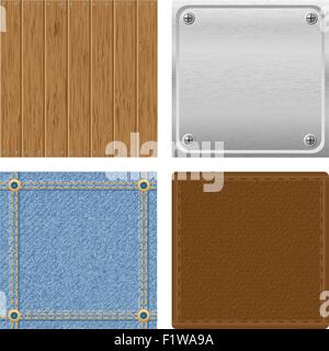 setl texture wooden metall jeans leather for design vector illustration Stock Vector
