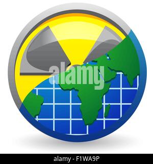 sign is a radiation and map of planet vector illustration isolated on white background Stock Vector