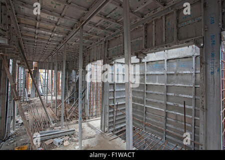 Overhead metro construction in Bangalore city Stock Photo