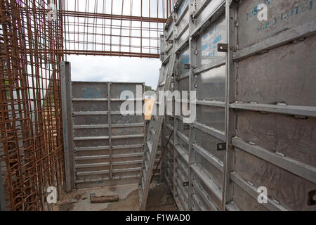 Overhead metro construction in Bangalore city Stock Photo