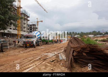 Overhead metro construction in Bangalore city Stock Photo