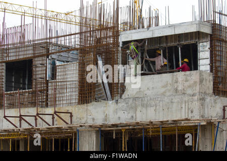 Overhead metro construction in Bangalore city Stock Photo