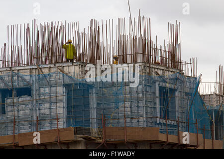 Overhead metro construction in Bangalore city Stock Photo