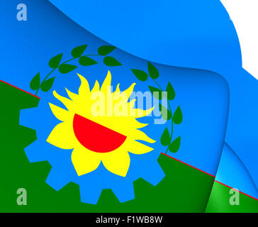 Buenos Aires Province 3D Flag, Argentina. Close Up. Stock Photo