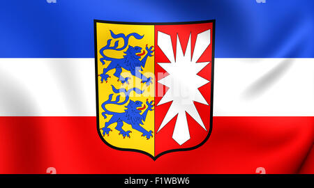Flag of Schleswig-Holstein, Germany. Close Up. Stock Photo