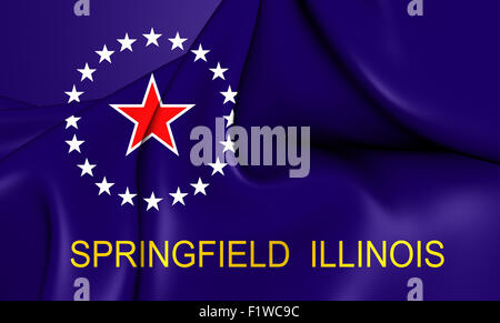 3D Flag of Springfield, Illinois. Close Up. Stock Photo