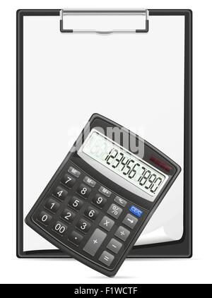 calculator clipboard and blank sheet of paper concept vector illustration isolated on white background Stock Vector