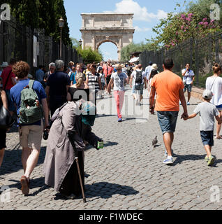 Beggar on streets of Rome Italy Stock Photo