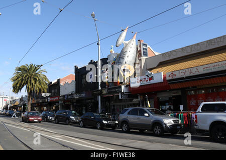 Acland Street in St Kilda, Melbourne, Victoria, Australia. Stock Photo