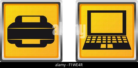 icons printer and computer for design vector illustration isolated on white background Stock Vector