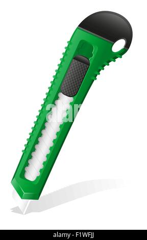 stationery green knife vector illustration isolated on white background Stock Vector