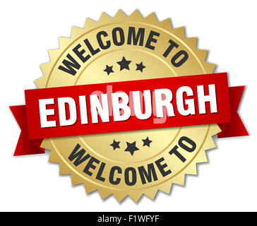 welcome to Edinburgh red round ribbon stamp Stock Photo - Alamy