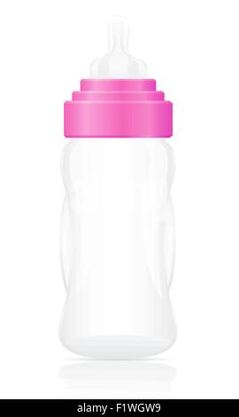 baby bottle pink vector illustration isolated on white background Stock Vector